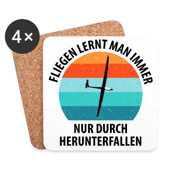 Segelflieger Segelfliegen Segelflugzeug Fliegen - Untersetzer (4er-Set) - Weiß - Vorne