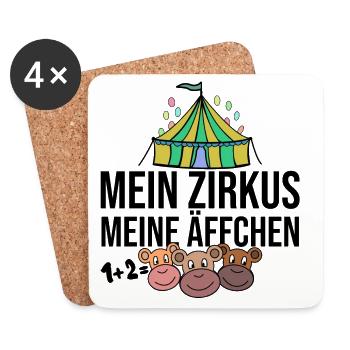 Mein Zirkus, Meine Äffchen - Untersetzer (4er-Set) - Weiß - Vorne