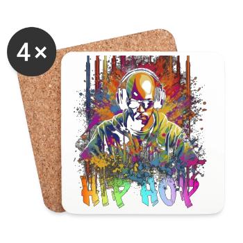 Hip Hop Graffiti - Dessous de verre (lot de 4) - blanc - Devant