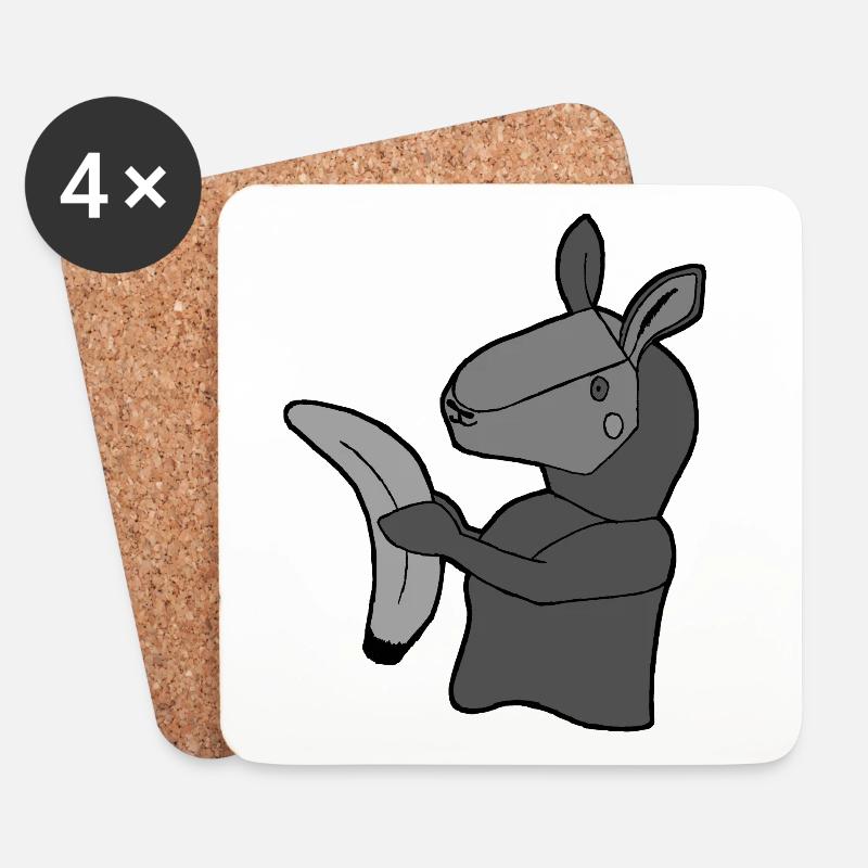 Lama mit Banane - Untersetzer (4er-Set) - Weiß