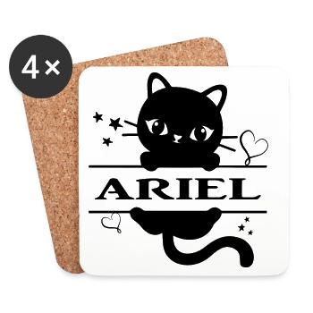 Ariel T-Shirt T-Shirt Katze Katze Geschenkidee - Untersetzer (4er-Set) - Weiß - Vorne