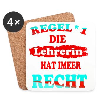 Regel 1 Die Lehrerin hat immer recht - Untersetzer (4er-Set) - Weiß - Vorne