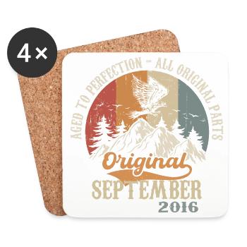 Né en Septembre 2016 Anniversaire Septembre2016 - Dessous de verre (lot de 4) - blanc - Devant