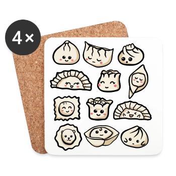 Kawaii dumplings - Coasters (set of 4) - white - Front