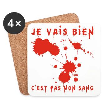 Je vais bien - Dessous de verre (lot de 4) - blanc - Devant
