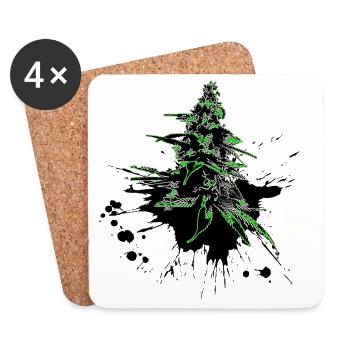Marihuana Cannabis Blüte Neon hellgrün - Untersetzer (4er-Set) - Weiß - Vorne