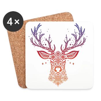 Renne de Noël - Dessous de verre (lot de 4) - blanc - Devant