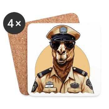 Camel Policeman - Coasters (set of 4) - white - Front