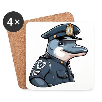 Police des dauphins - Dessous de verre (lot de 4) - blanc - Devant