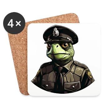Police des tortues - Dessous de verre (lot de 4) - blanc - Devant