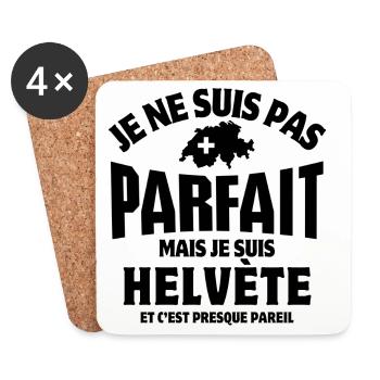Suisse, Suisse humour, Helvète - Dessous de verre (lot de 4) - blanc - Devant