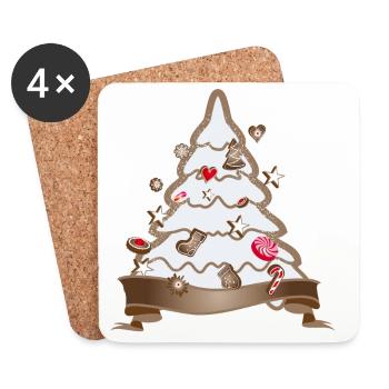 beautiful gingerbread christmas tree for christmas - Coasters (set of 4) - white - Front