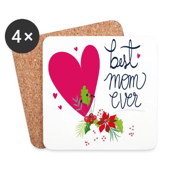 Meilleure maman de tous les temps - Dessous de verre (lot de 4) - blanc - Devant