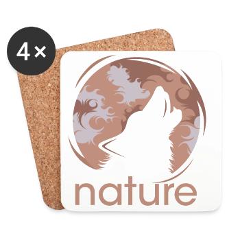 natur wolf mond Symbol Icon Illustration Wald Logo - Untersetzer (4er-Set) - Weiß - Vorne