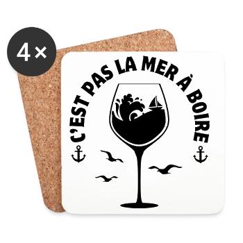 mer, marin, vacances à la mer - Dessous de verre (lot de 4) - blanc - Devant