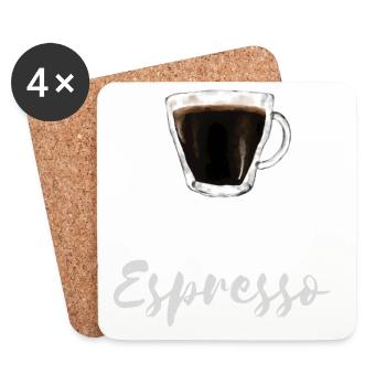 Espresso Kaffee Lover Barista Café Shirt - Untersetzer (4er-Set) - Weiß - Vorne
