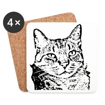 Cat Tiger Cat Cat Shirt Gift - Coasters (set of 4) - white - Front