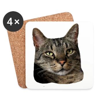 Katze Tigerkatze lustiges Katzenshirt Geschenk - Untersetzer (4er-Set) - Weiß - Vorne