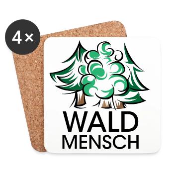 Logo d’arbres d’homme de forêt icône de logo de forêts de forêt - Dessous de verre (lot de 4) - blanc - Devant