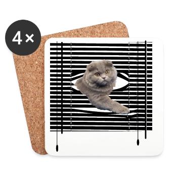 Mon chat s'évade - Dessous de verre (lot de 4) - blanc - Devant