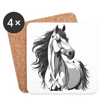 cheval, fan de chevaux, équitation - Dessous de verre (lot de 4) - blanc - Devant