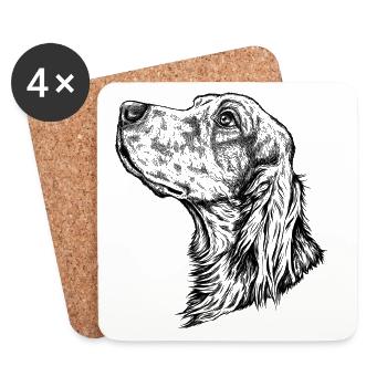 Portrait de setter irlandais - Dessous de verre (lot de 4) - blanc - Devant