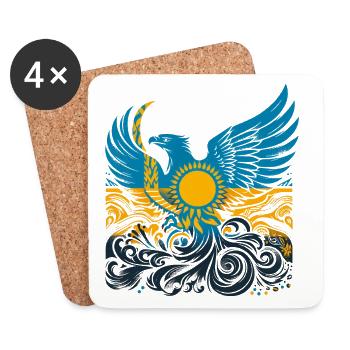 Kasachstan Adler Wappen Flagge Geschenk - Untersetzer (4er-Set) - Weiß - Vorne