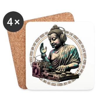 DJ Buddha - laisse aller cette merde - Dessous de verre (lot de 4) - blanc - Devant