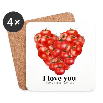I love you from my head tomatoes rotes Herz - Untersetzer (4er-Set) - Weiß - Vorne