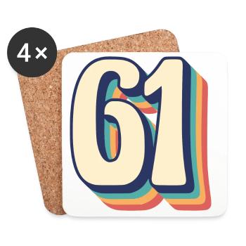 Vintage Retro T-Shirt Number 61 Sixty One - Coasters (set of 4) - white - Front