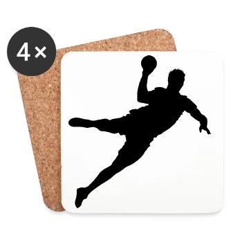 Handball Wurf Flug Werfer Handballer Symbol icon - Untersetzer (4er-Set) - Weiß - Vorne