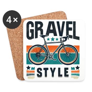 Rustikales Fahrrad Abenteuer Gravel Bike Style - Untersetzer (4er-Set) - Weiß - Vorne
