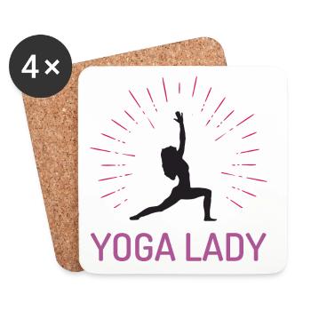 Fille de yoga - Dessous de verre (lot de 4) - blanc - Devant