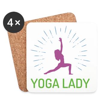Fille de yoga - Dessous de verre (lot de 4) - blanc - Devant