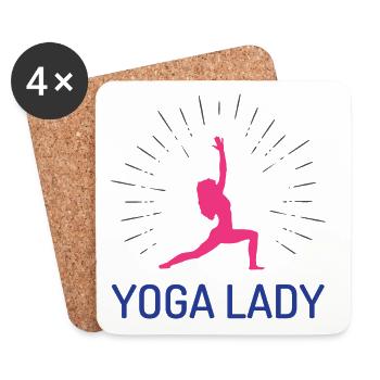 Fille de yoga - Dessous de verre (lot de 4) - blanc - Devant