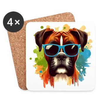Bunte Boxer-Hund-Splash-Kunst - Untersetzer (4er-Set) - Weiß - Vorne