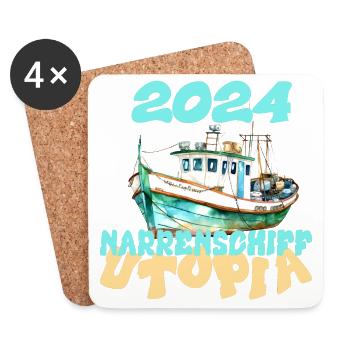 Utopia de la Nef des fous 2024 - Dates - Dessous de verre (lot de 4) - blanc - Devant