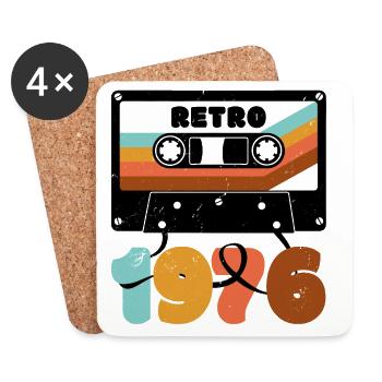 1976 Retro Musikkassette - Untersetzer (4er-Set) - Weiß - Vorne