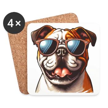 Niedliche Bulldogge Das Model - Untersetzer (4er-Set) - Weiß - Vorne