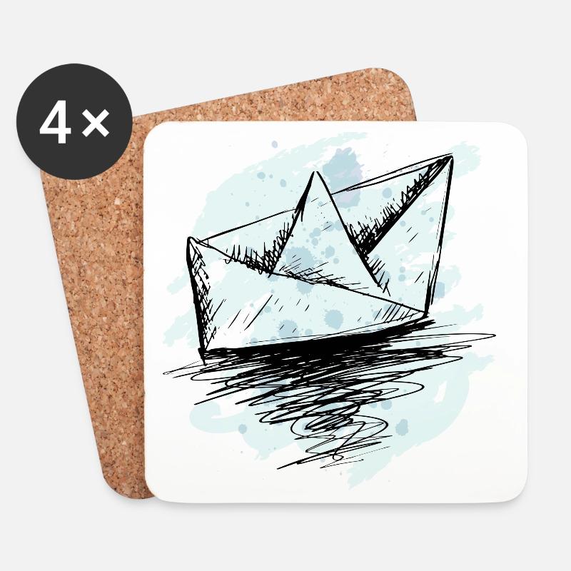 Teal Splash Origami-Boot - Untersetzer (4er-Set) - Weiß