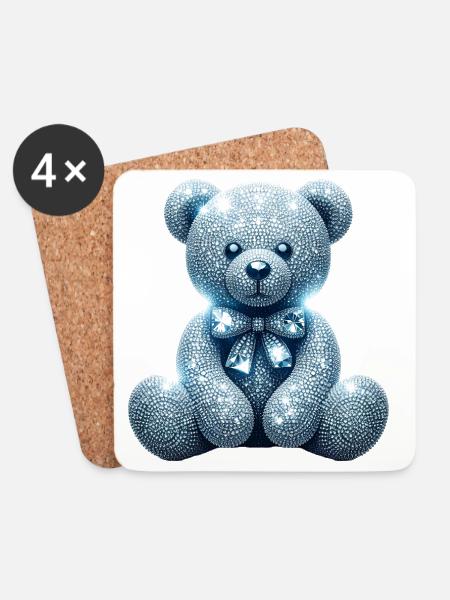 Crystal Bear Diamant Diamanten - Untersetzer (4er-Set) - Weiß