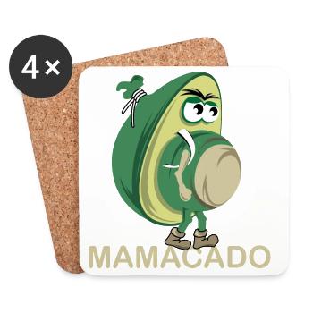 Mamacado avocat légume drôle illustration icône - Dessous de verre (lot de 4) - blanc - Devant