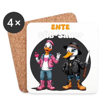 Canard Sucré - Aigre - Dessous de verre (lot de 4) - blanc - Devant