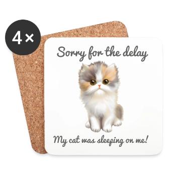 My cat was sleeping on me  - Coasters (set of 4) - white - Front