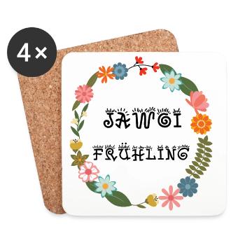 jawoi spring - yes spring, beginning of spring - Coasters (set of 4) - white - Front