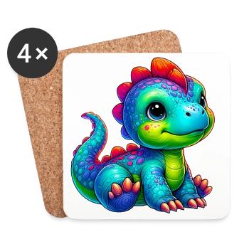 Dinosaurier - Untersetzer (4er-Set) - Weiß - Vorne