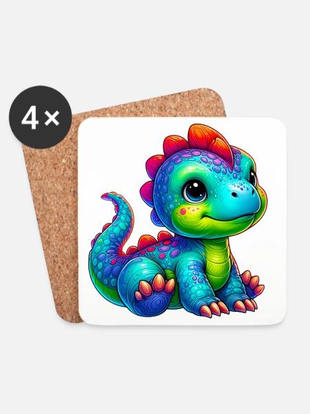 Dinosaurier - Untersetzer (4er-Set) - Weiß