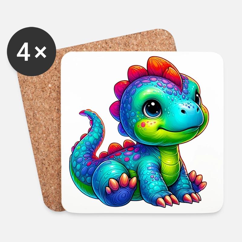 Dinosaurier - Untersetzer (4er-Set) - Weiß