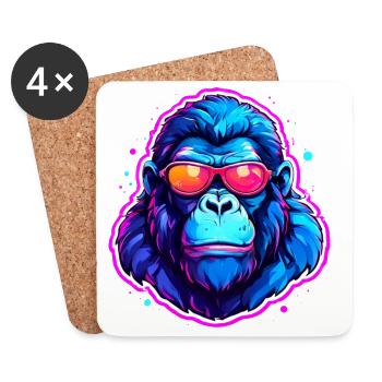A cool gorilla with sunglasses - Coasters (set of 4) - white - Front