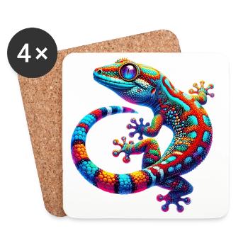 Gecko - Untersetzer (4er-Set) - Weiß - Vorne